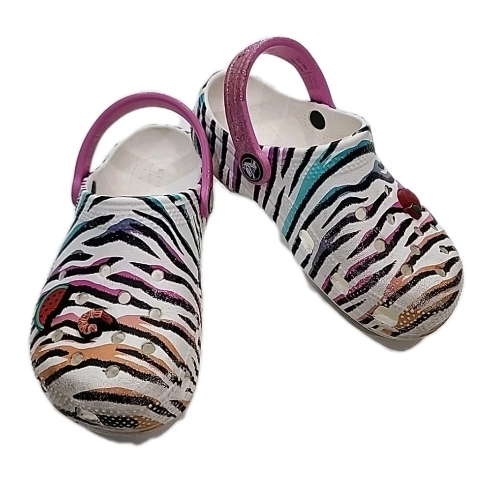 CROCS White and Black Slippers with Classic Comfort